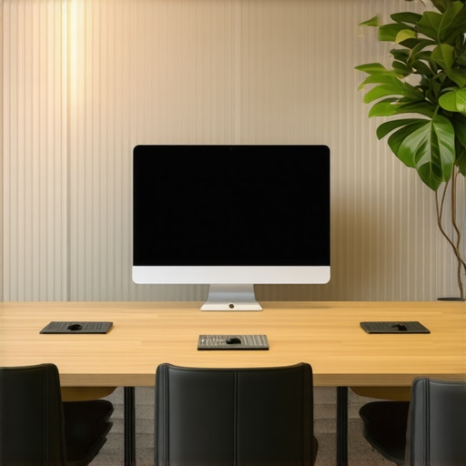 A contemporary, adaptable conference room equipped with smart tech and sustainable design features