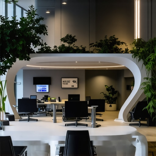 A modern coworking environment featuring multisensory design and advanced collaboration technology