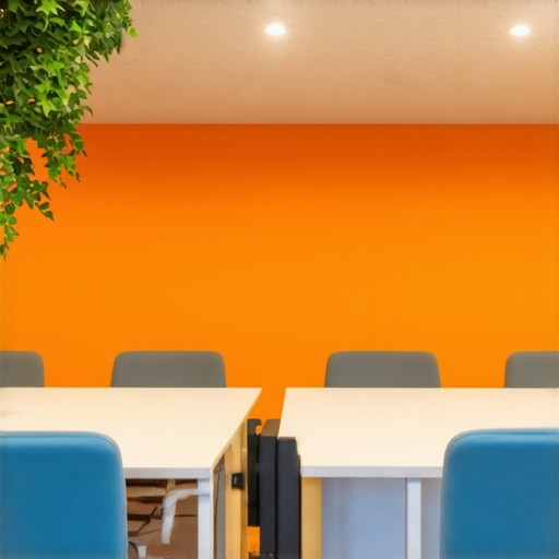 Contemporary coworking conference room with technology and adaptable furniture