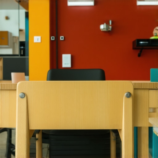 Bright coworking space with modular furniture and natural light, fostering creativity and collaboration.