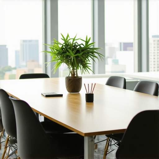 Modern conference room with smart technology and flexible furniture in a startup workspace