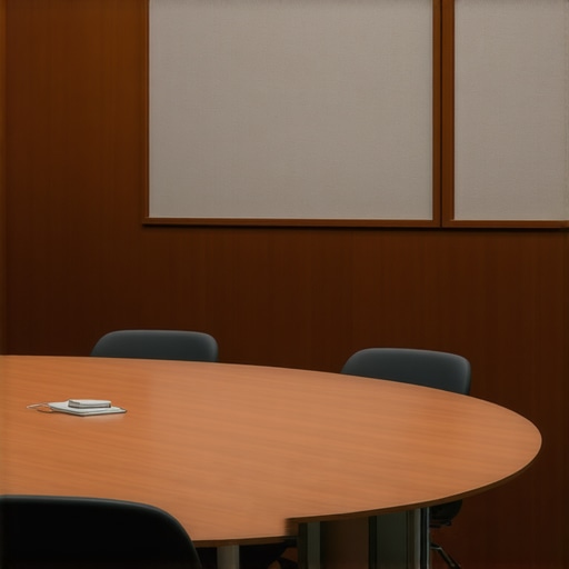 Effective Acoustic Design in Conference Rooms Conference room with acoustic panels and soft lighting to enhance sound quality.