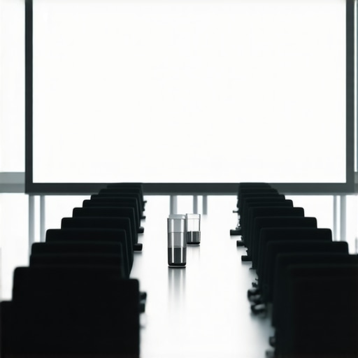 A contemporary conference room equipped with ergonomic seating, digital projection, and soundproof windows, ideal for startup meetings.