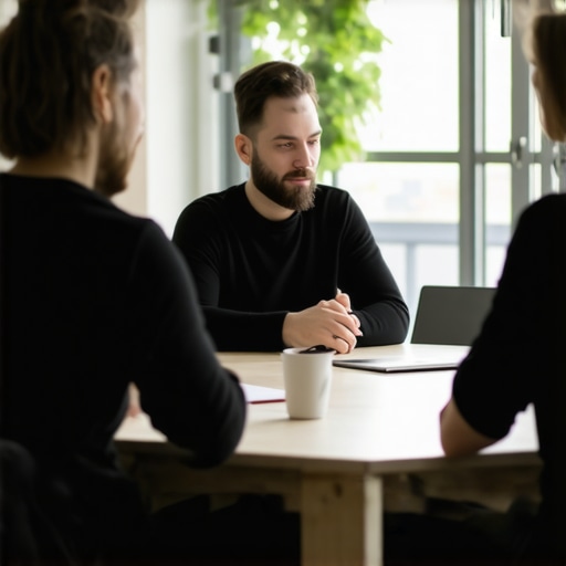 A professional negotiation taking place in a well-lit coworking conference room