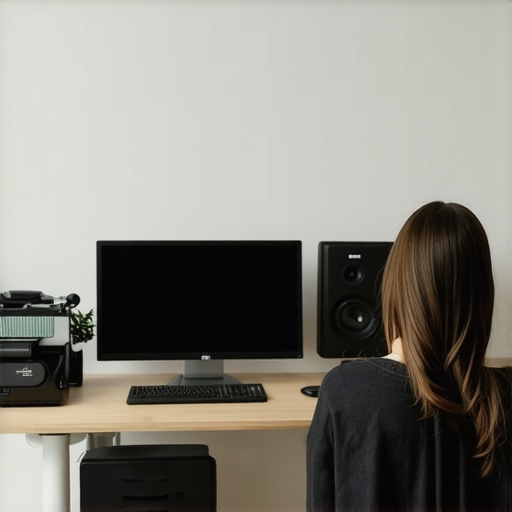 Well-organized coworking space featuring quality microphones, webcams, and lighting