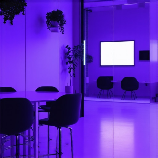Smart Workspace Technology A modern coworking space featuring IoT devices, soundproofing, and sleek equipment
