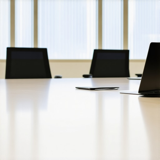 A sleek conference room with advanced technology and ergonomic furniture designed for productive meetings.