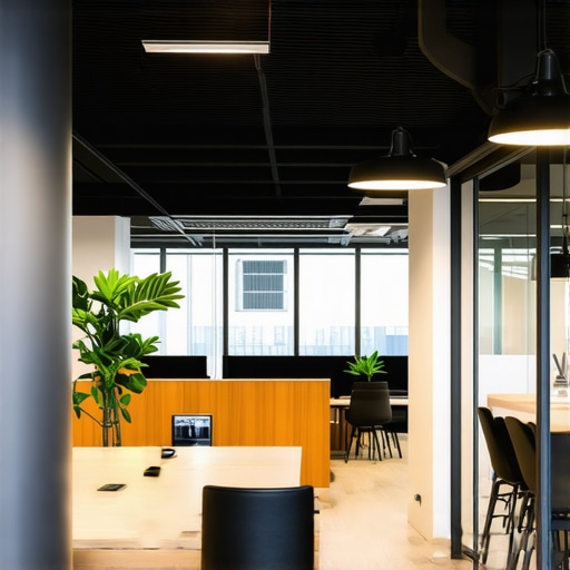An inviting coworking space featuring ergonomic chairs and large windows