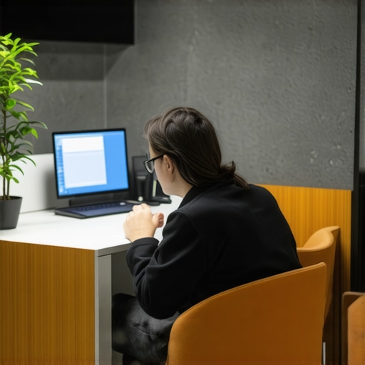 A person examining different areas of a coworking space to find a quiet spot for a call.