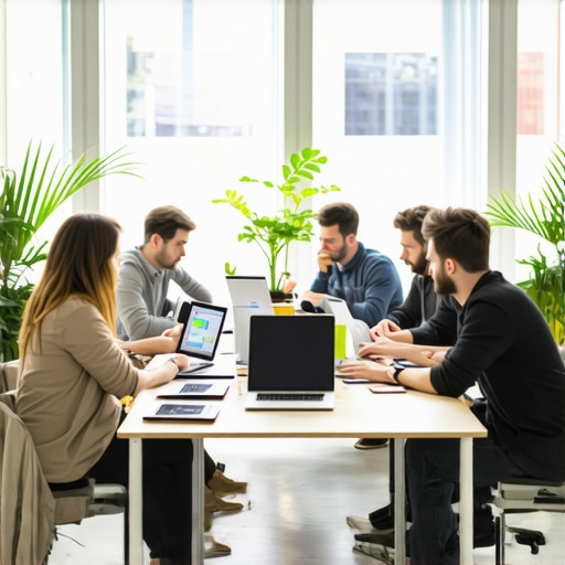 Team managing coworking space tasks with software