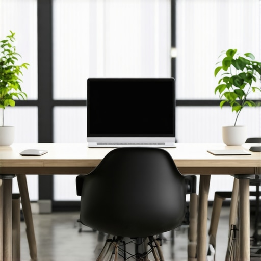 A contemporary coworking space featuring modular furniture, large screen, and collaborative zones