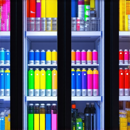 Color-coded labels on a shared refrigerator door in a coworking environment