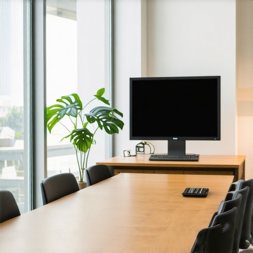 Bright and organized coworking conference room ready for meetings