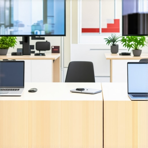 A stylish startup conference room with flexible seating and advanced tech setup.