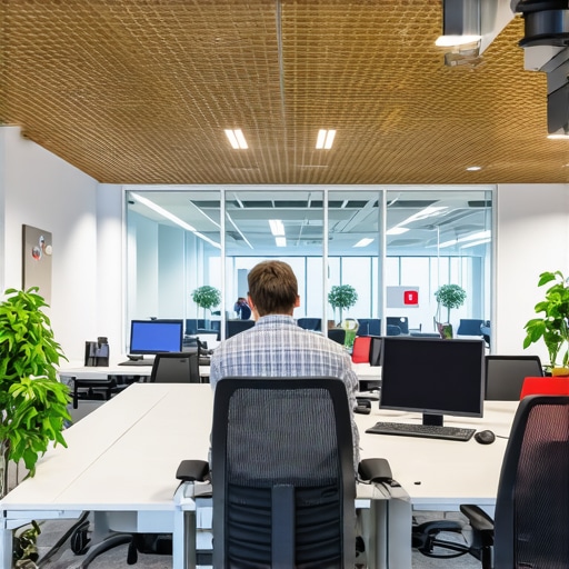 A vibrant coworking space featuring a well-equipped conference room and collaborative zones