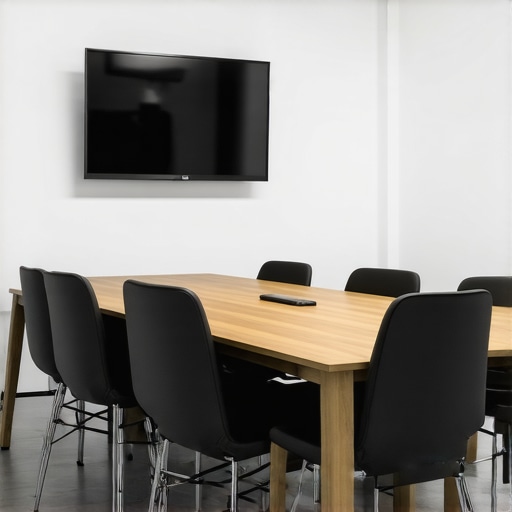 A sleek conference room featuring state-of-the-art AV equipment and a high-speed internet setup