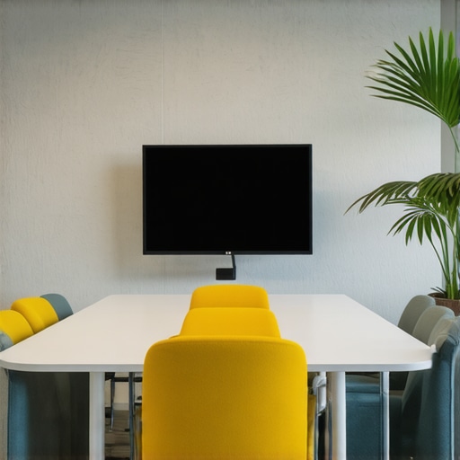 A professional, adaptable conference room with tech and natural lighting