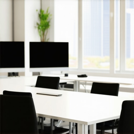 A modern coworking space featuring a well-equipped conference room with high-tech presentation tools and natural lighting