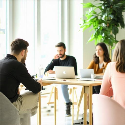 Startup team using a conference room during off-peak hours for productive meetings.