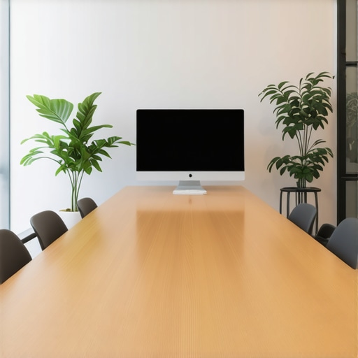 A contemporary coworking conference room with integrated smart technology and ergonomic furniture