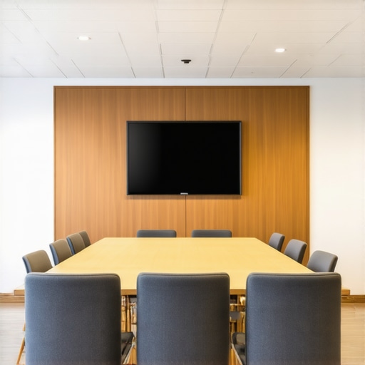Interior of a contemporary coworking space with advanced tech tools for meetings