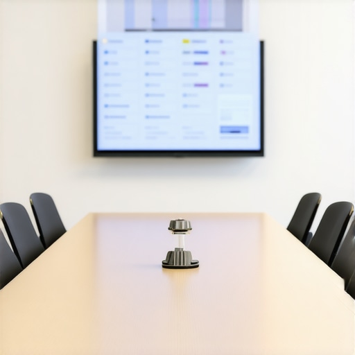 A sleek, modern conference room equipped with advanced technology and digital tools for meetings