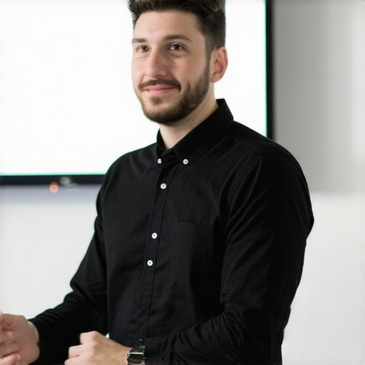 Person practicing a startup pitch in a coworking space with presentation tools