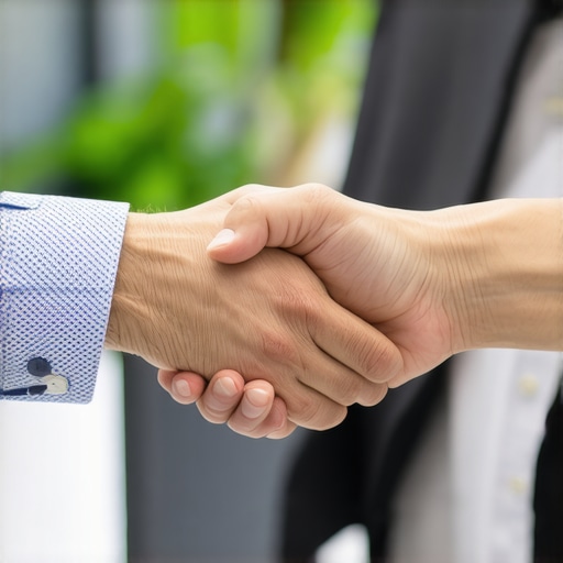 Handshake between a founder and coworking space manager over a deal