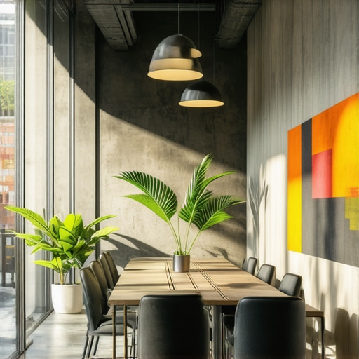 Well-designed coworking space with natural light Interior of a modern coworking space showcasing ergonomic furniture and natural lighting.