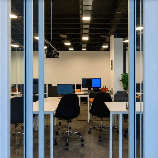 A contemporary coworking office showing flexible conference rooms and collaborative areas.