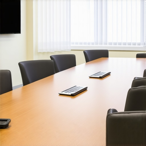Prepared conference room with technology and seating for high-stakes business meeting