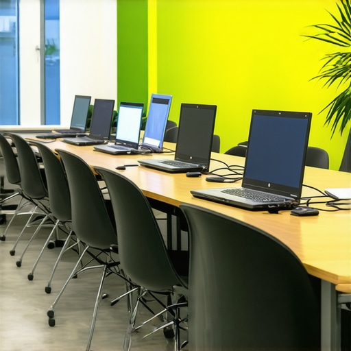 Professionals working together in a modern coworking environment with well-equipped conference rooms.
