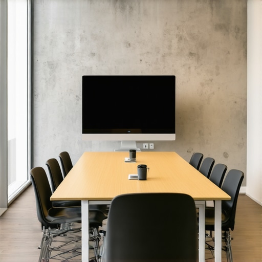 Eco-Friendly Conference Room Design A contemporary conference space featuring natural light and acoustic panels to enhance collaboration