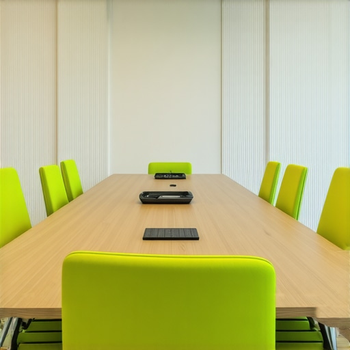 A sleek, modern conference room equipped with advanced technology and lighting