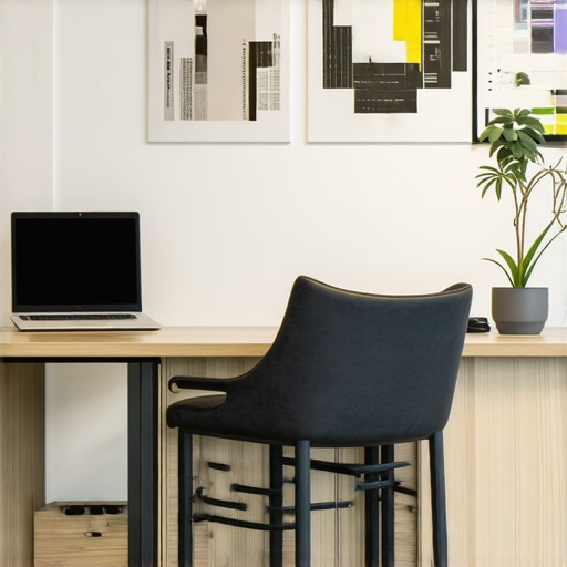 A contemporary coworking space showing communal work tables, private meeting rooms, and tech equipment