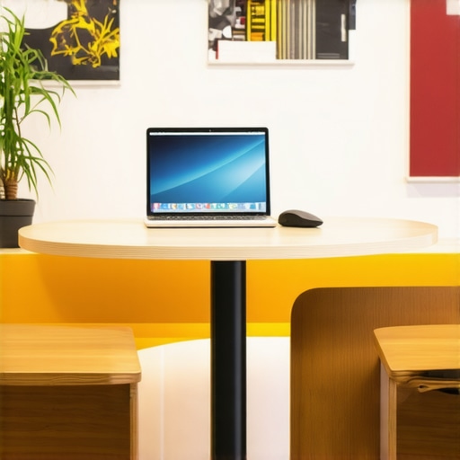 Innovative Coworking Environment A spacious coworking area with stylish furniture and collaborative zones
