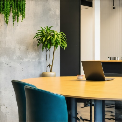 Modern coworking space with innovative meeting rooms A contemporary coworking area designed for startups with advanced meeting rooms and soundproofing
