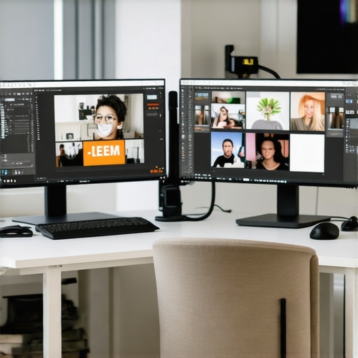 A professional remote workspace with advanced tech gear for meetings