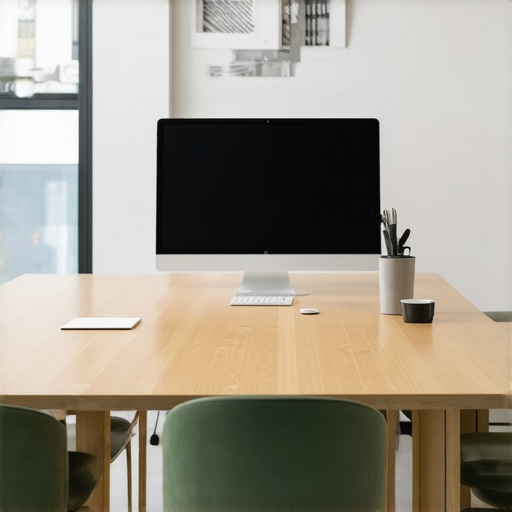 A well-designed startup conference room with ergonomic furniture and acoustic treatment.