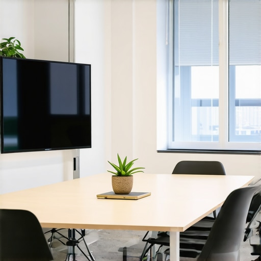 Bright coworking space with collaborative furniture and large windows
