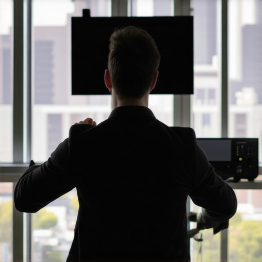Facilitator conducting equipment check in a professional meeting space.