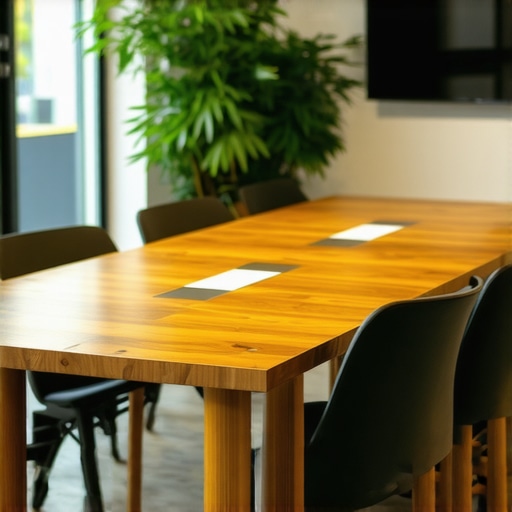 Professional coworking meeting room setup Clean and modern coworking conference room prepared for investor presentation
