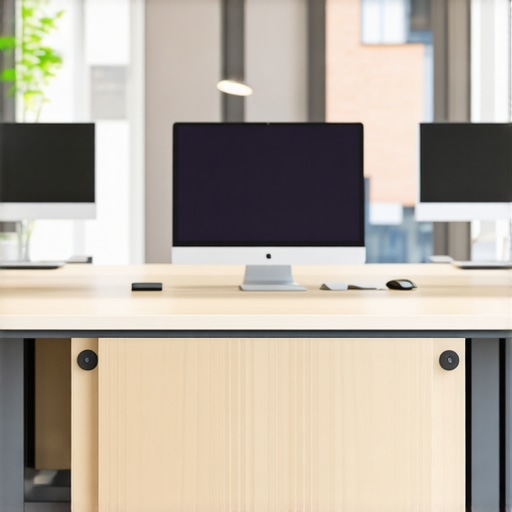 State-of-the-art conference room technology setup A sleek conference room featuring a large display, ceiling microphones, and ergonomic seating