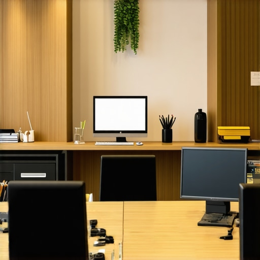 A sleek coworking space equipped with modern technology and organized desks.