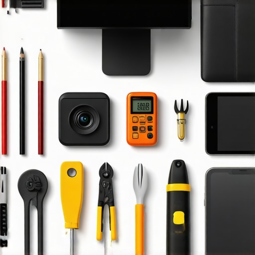 A clean workspace featuring tools and digital monitors indicating ongoing space management.
