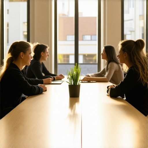 A modern conference room with large windows and high ceilings optimized for creative business meetings.
