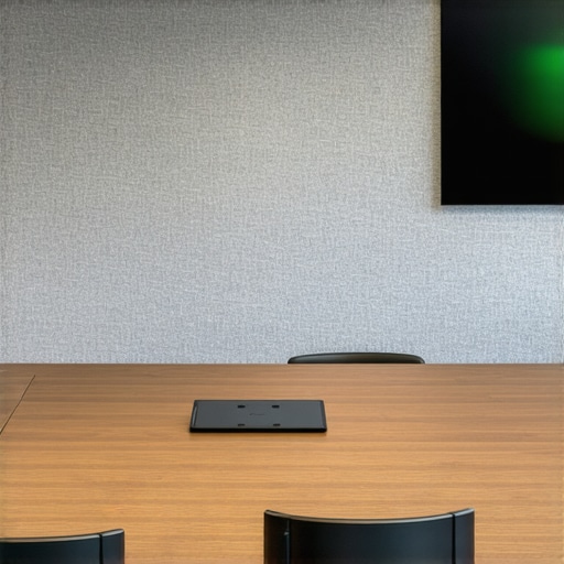 Modern meeting room with acoustic panels for privacy.