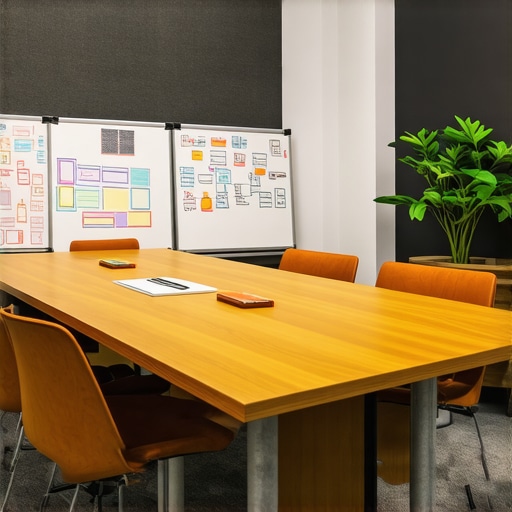 A modern startup conference room optimized for acoustics and collaboration with sound-absorbing wall panels.