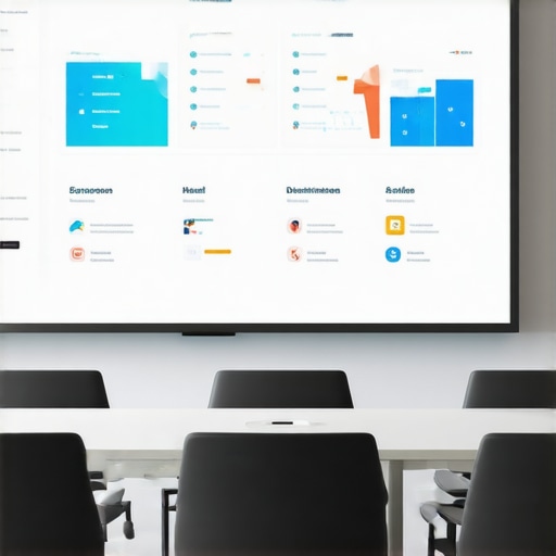 A high-tech conference room designed for startup pitches with sound dampening and large screen.