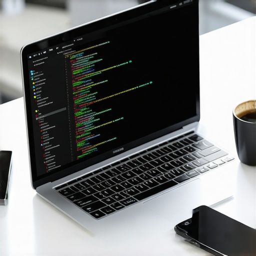 A laptop screen showing server logs on a coworking desk symbolizing high-stakes technical troubleshooting.
